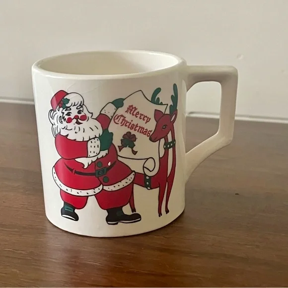 Vintage MCM Santa and Reindeer Mug - Picture 1 of 6